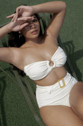 Vera High Waist Belt Bottom (Ivory)